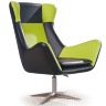 Кресло ATLAS HALMAR с обивкой из экокожи черного цвета с зелеными вставками