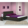 Кровать BONITA HALMAR шириной 180 см с обивкой из экокожи  темно-коричневого цвета в комплекте с тумбочкой SARA HALMAR (темно-коричневый) 