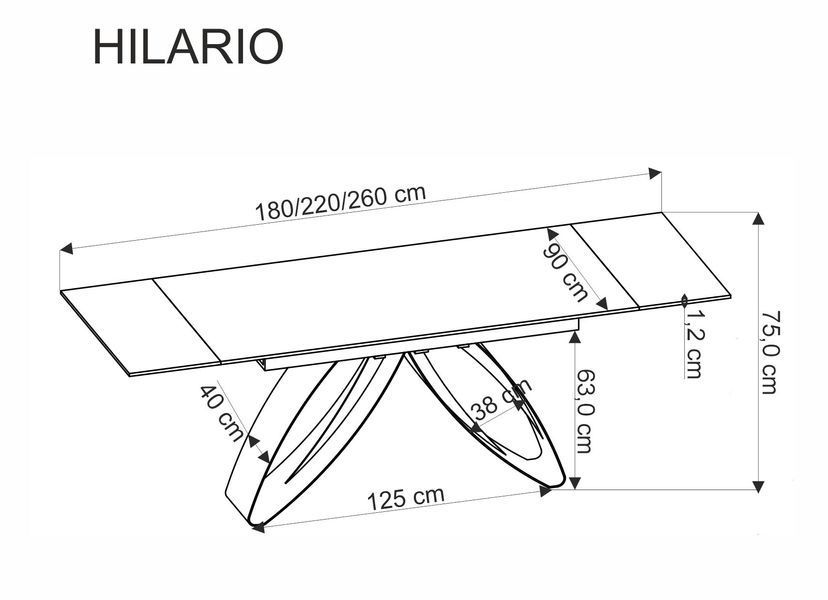 HALMAR HILARIO раскладной стол, белый мрамор / черный V-CH-HILARIO-ST-BIAŁY фото
