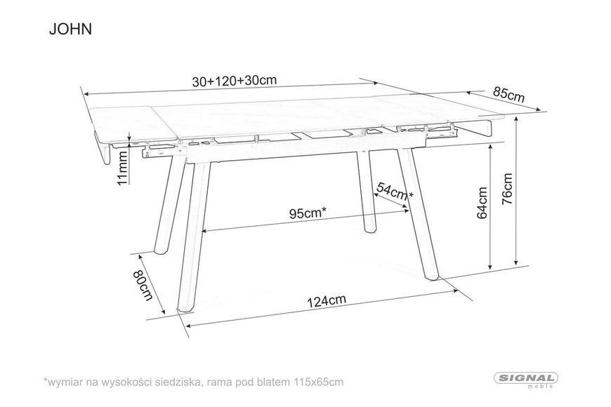 Стіл SIGNAL JOHN 120(180)*85 білий/чорний каркас JOHNBC120 фото