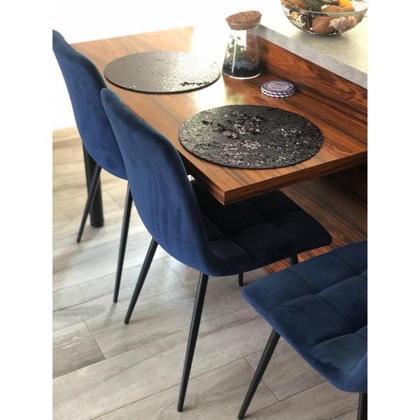 Стул SIGNAL MILA VELVET черный каркас/синий BL.86 MILAVCGR фото