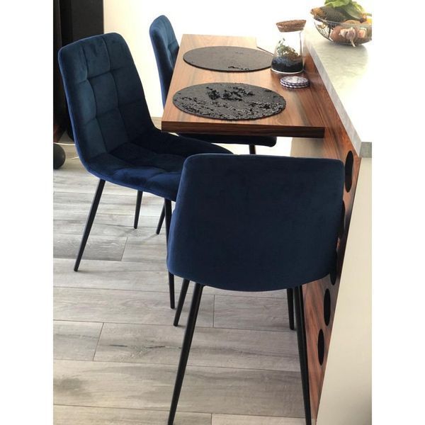 Стул SIGNAL MILA VELVET черный каркас/синий BL.86 MILAVCGR фото