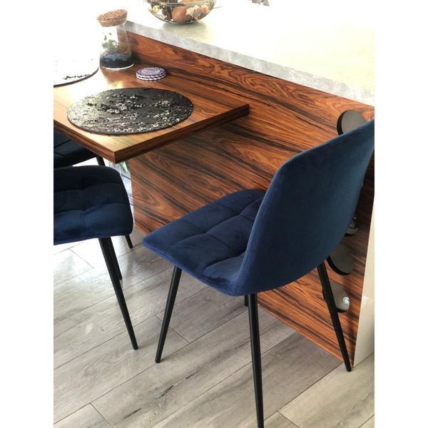 Стул SIGNAL MILA VELVET черный каркас/синий BL.86 MILAVCGR фото