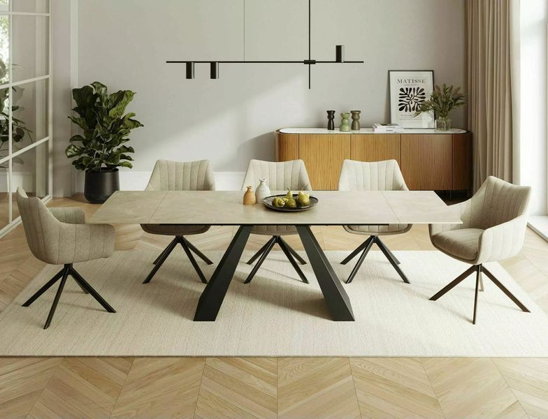 Стол SIGNAL SALVADORE CERAMIC 160(240)*90 кремовый DIAMOND CREAM/черный мат SALVADOREKRC160 фото