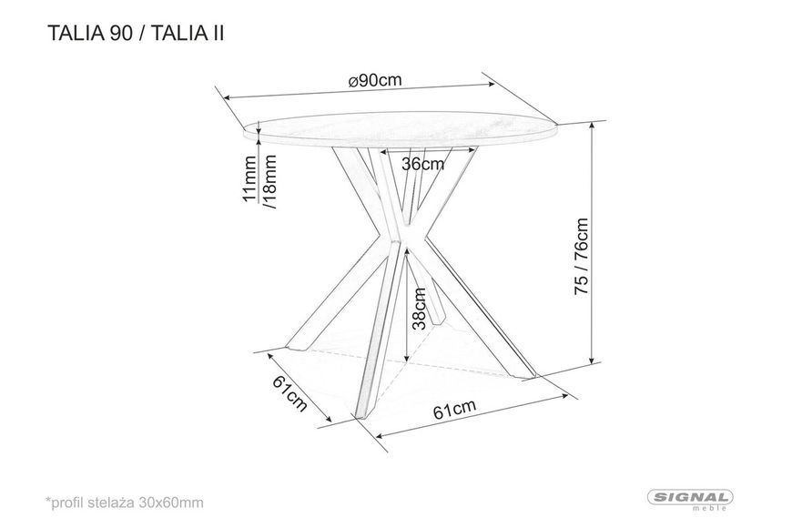 Стол SIGNAL TALIA II дуб/черный мат TALIAIIDCFI90 фото