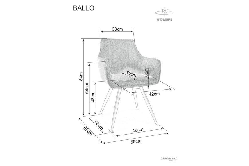 Стул SIGNAL BALLO BREGO черный каркас/темно-серый 18 BALLOBRCCSZ фото