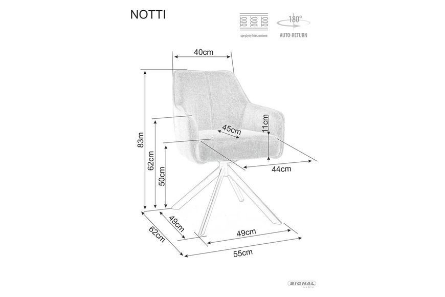 SIGNAL Стул NOTTI BREGO черный каркас/св.беж 31 NOTTIBRCJBE фото