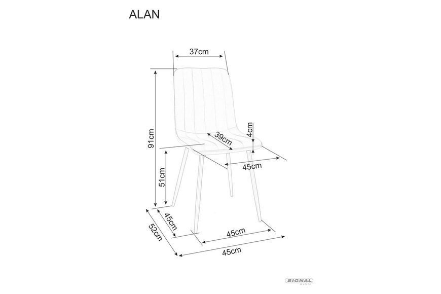 Стілець SIGNAL ALAN VELVET чорний каркас/сірий BL.14 ALANVCSZ фото