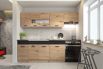 HALMAR ALINA Кухня 240 &ndash; ДУБ ARTISAN / ЧОРНИЙ МАТОВИЙ V-PL-K-ALINA 240-ARTISAN/CZARNY фото