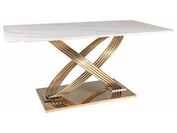 Стол SIGNAL HERMES белый эффект мрамора/золото 160*90 HERMESBZL160 фото