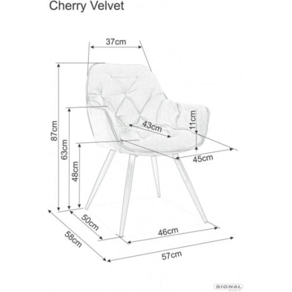 Стілець SIGNAL CHERRY VELVET чорний каркас/сірий BL.14 CHERRYVCSZ фото