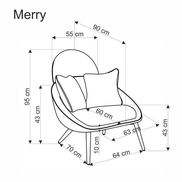 HALMAR MERRY кресло для отдыха, серый V-CH-MERRY-FOT-POPIELATY фото