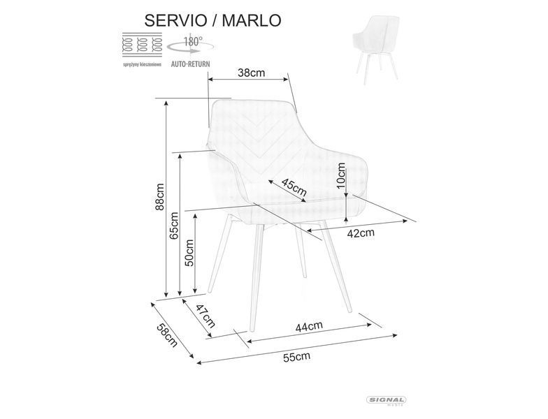 Стул SIGNAL SERVIO BREGO черный каркас/серый 07 SERVIOBRCSZ фото