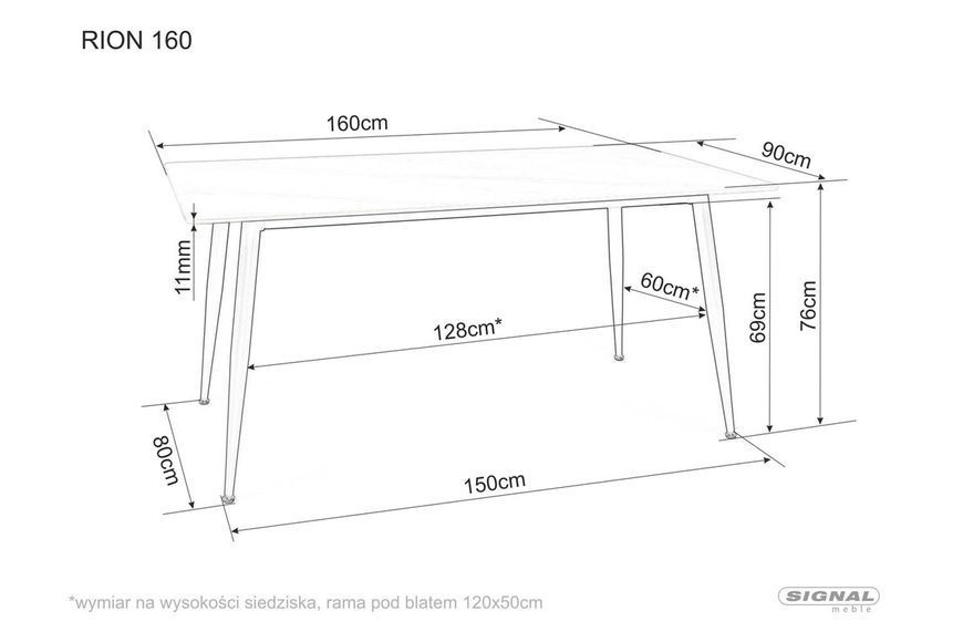 Стол SIGNAL RION 160*90 белый/черный каркас RIONBC160 фото