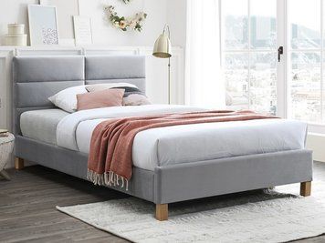 Кровать SIGNAL SIERRA VELVET 120x200 светло-серая/дуб BL.03 SIERRAV120JSZD фото