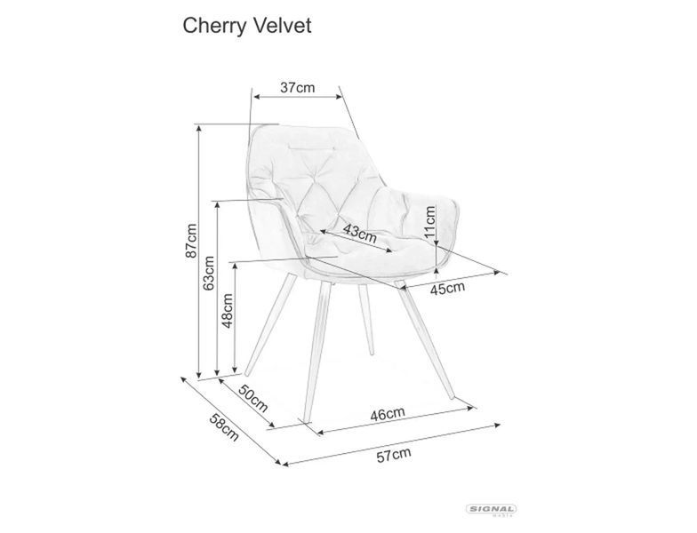 Стілець SIGNAL CHERRY VELVET чорний каркас/капучино BL.38 CHERRYVCCA фото