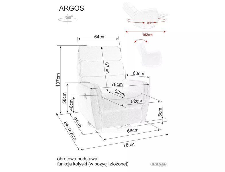 Крісло розкладне SIGNAL ARGOS VELVET беж BL.28 ARGOSVBE фото