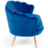 На фото вигляд збоку дивану на хромованих ніжках  AMORINITO XL HALMAR в оббивці синього кольору