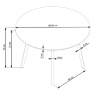 На фото схема размеров стола обеденного BALROG HALMAR (круглый)