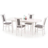 Фото деревянного обеденного стола FRYDERYK 160/240 HALMAR (белый) в комплекте со стульями HALMAR