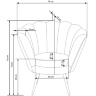 На фото схема размеров кресла AMORINO HALMAR (розовый)