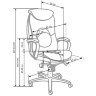 На фото схема с размерами офисного кресла QUAD HALMAR