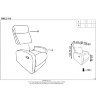 На фото инструкция по сборке и размерная схема кресла OSLO 1S HALMAR (серый)