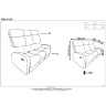 На фото инструкция по сборке и размерная схема дивана OSLO 3S HALMAR (серый)
