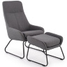Фото кресла BOLERO HALMAR в обивке серого цвета в комплекте с подставкой дня ног