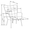 На фото схема размеров кресла CASTEL 2 HALMAR (черный) 